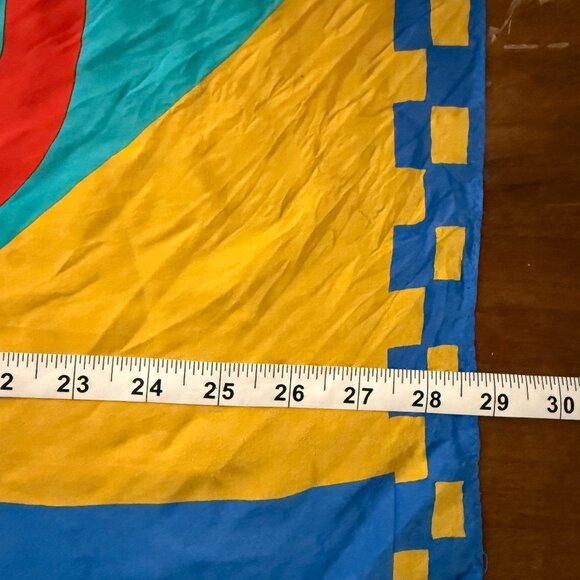 Ken Done 100% Silk Scarf 29" approx. Square Multicolor VIntage - Picture 9 of 10